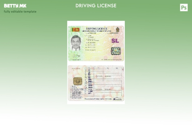 Шаблон за возачка дозвола од Шри Ланка во модерен стил